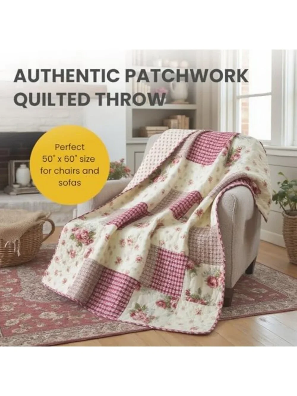 Cozy Cotton Quilted Throw Blanket, 50